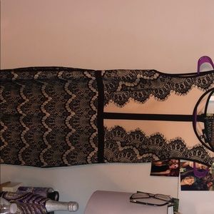 Nude and Black lace dress